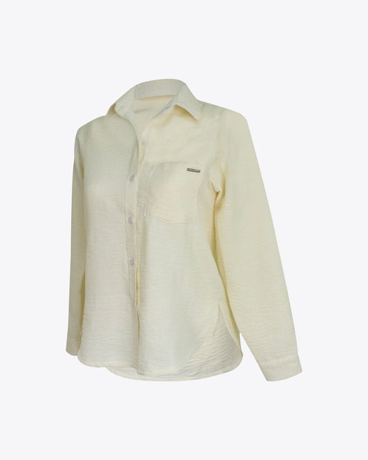 Camisa classic slim lino cream