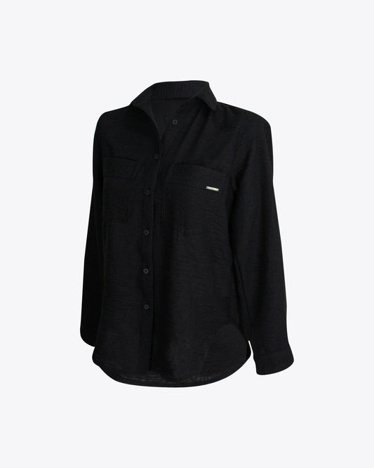 Camisa classic oversize lino black