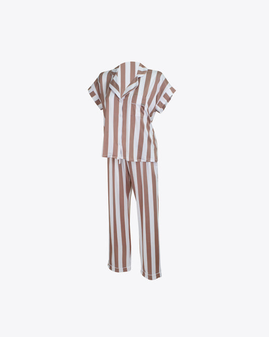 Pijama retro rayas mocca