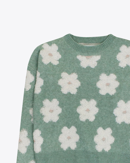 Sweater tejido green Flowers
