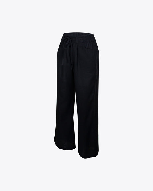 Pantalón lino ancho black