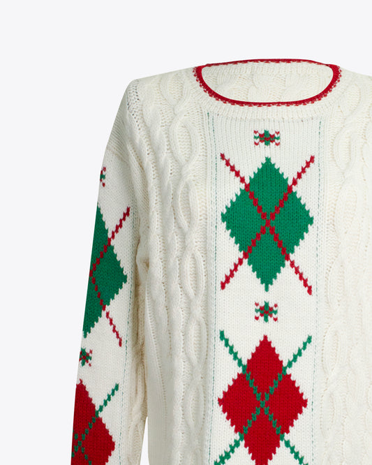 Sweater Cream Rombos