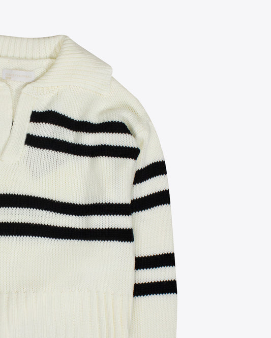 Sweater polo White rayas black
