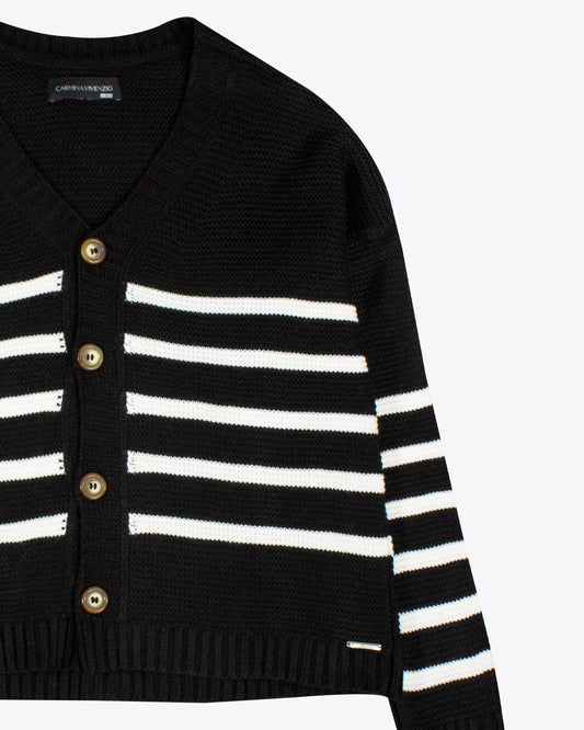 Cardigan Black rayas White
