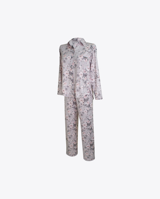 Pijama camiseria M/L Gray flowers