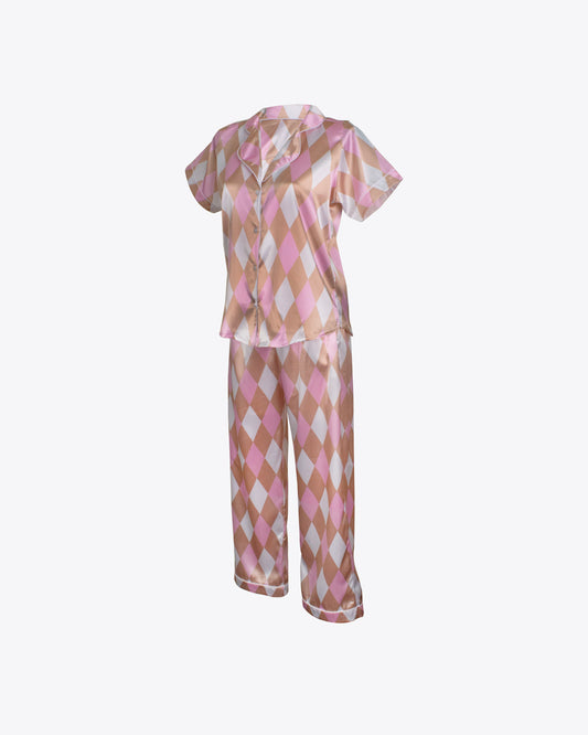 Pijama classic rombos Mocca/Rose