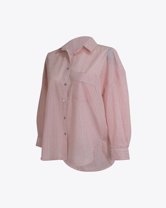 Camisa retro oversize rayas Rosa