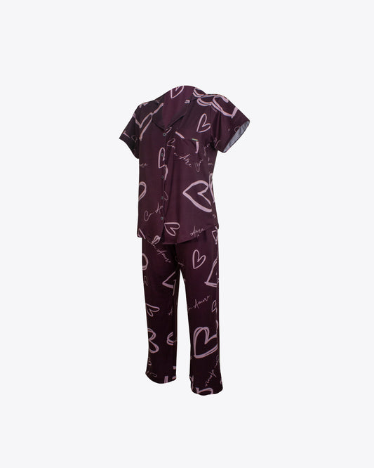 Pijama classic con amore Burgundy