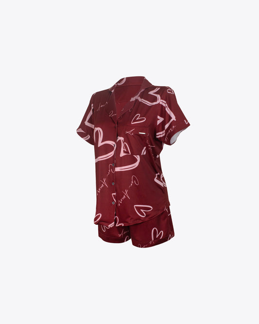 Pijama classic y short con amore Vino
