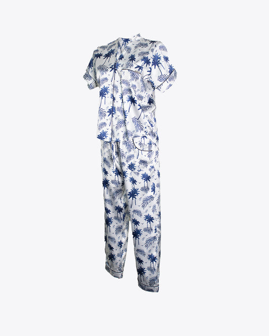 Pijama de seda palmeras Blue