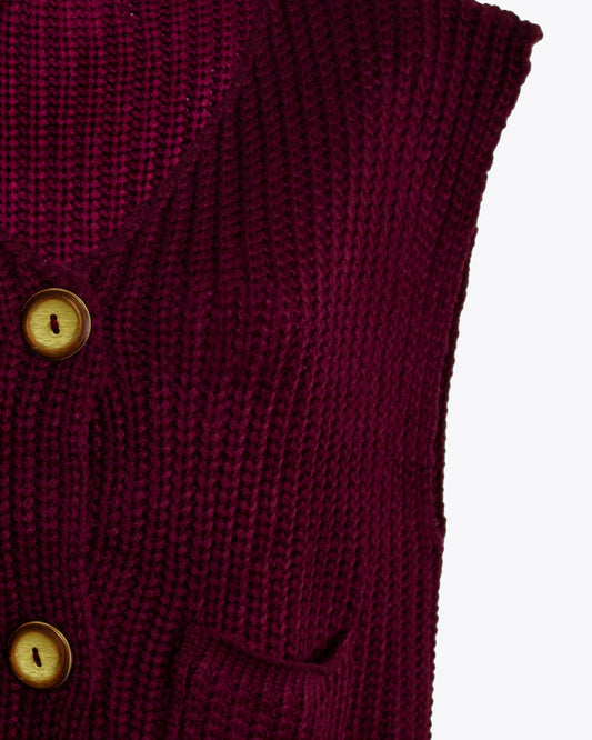 Cardigan Vest Burgundy
