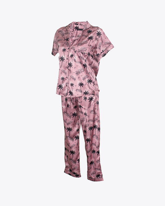 Pijama de seda palmeras Rose