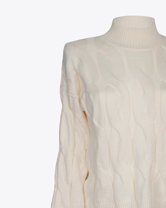 Sweater slim cuello alto Cream