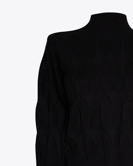 Sweater slim cuello alto Black