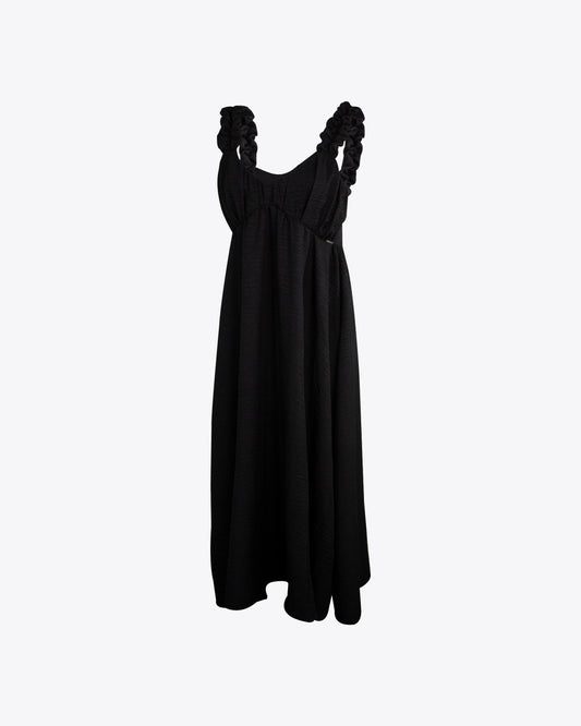 Vestido maxi lino Black