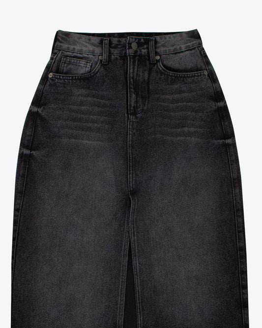 Maxi falda denim Black