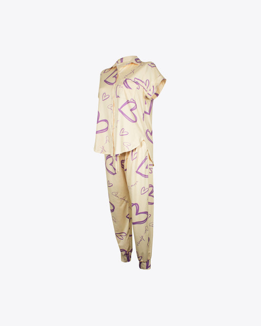 Pijama camiseria M/C y jogger Amore Yellow