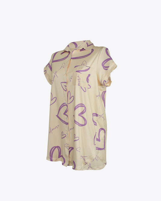 Pijama vestido camisero Amore Yellow
