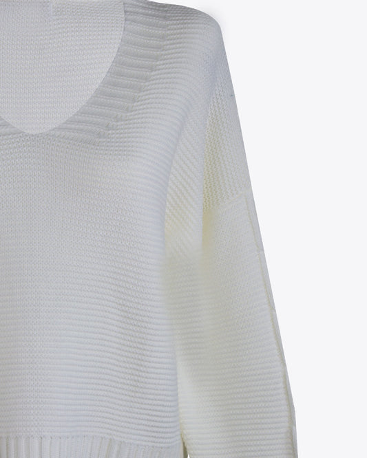 Sweater cuello V Cream