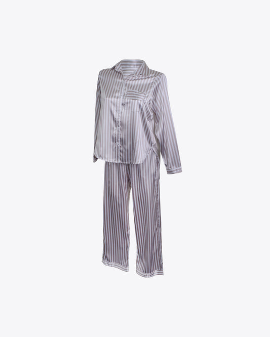 Pijama camiseria M/L Rayas rosa