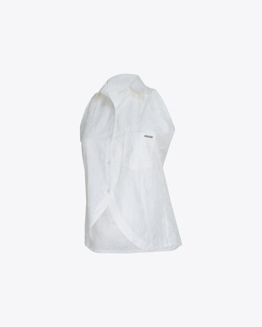 Maxi blusón lino brocado white