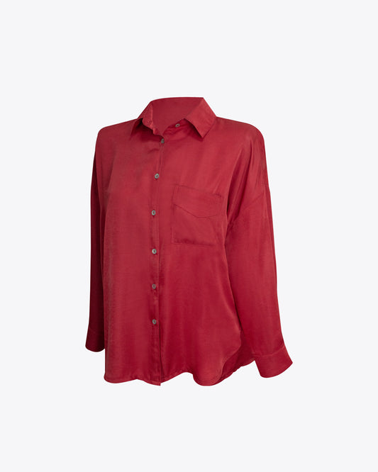 Camisa retro oversize red seda
