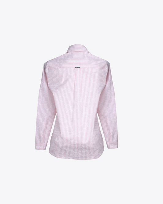 Camisa Classic Regular Lino Brocada Rosa