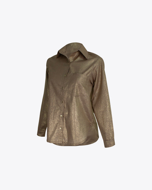 Camisa Slim Mocca details gold
