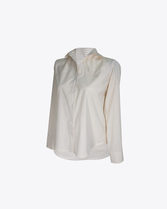 Camisa asimétrica rayas nude