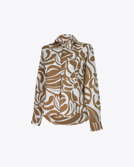 Camisa Classic oversize lino camel