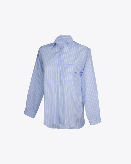 Camisa classic oversize rayas baby blue