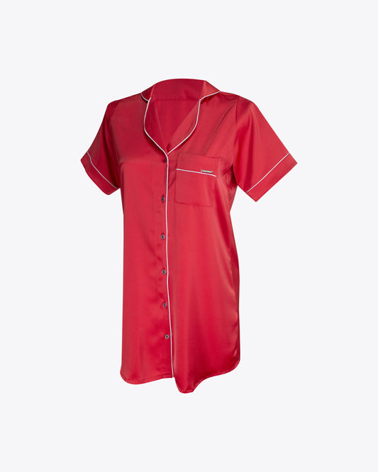 Pijama vestido camisero classic red