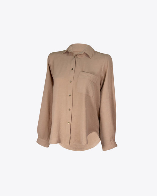 Camisa classic oversize lino nude