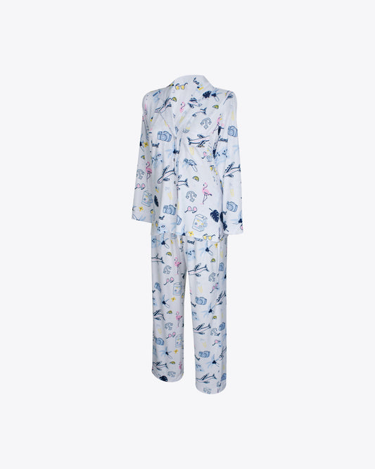 Pijama cuello chaquetero M/L Travel algodón
