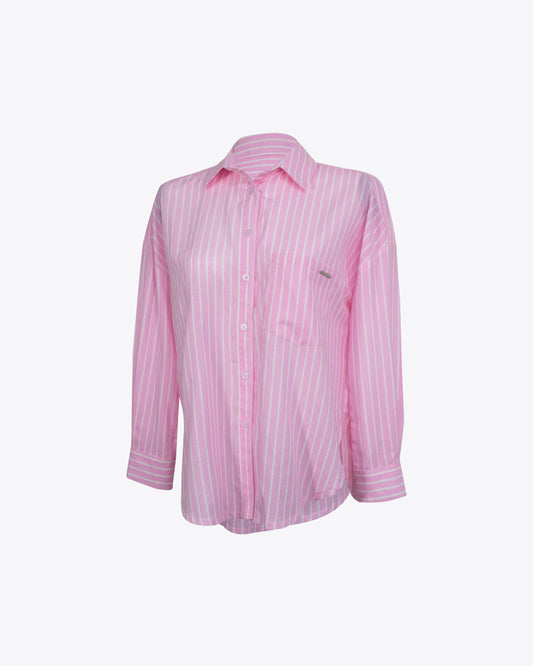 Camisa retro oversize rayas rosa