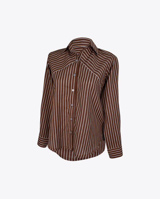 Camisa asimétrica rayas brown