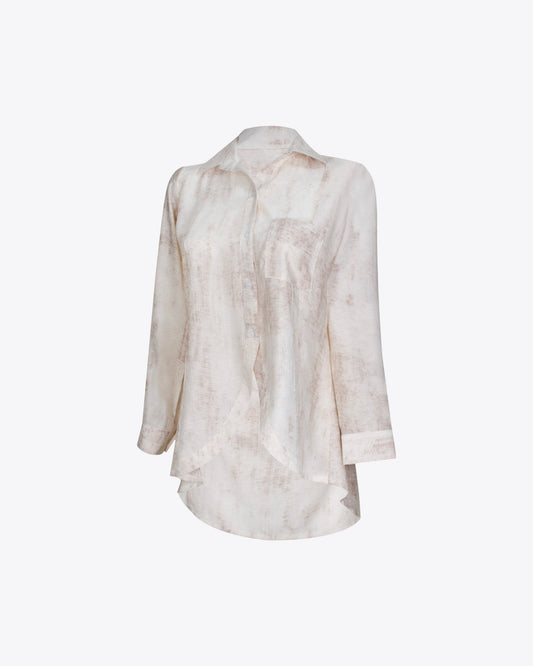 Maxi blusón marbled crema M/larga