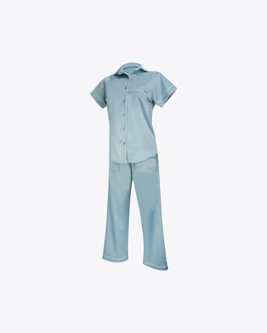 Pijama camisa + pantalón Pistachio seda
