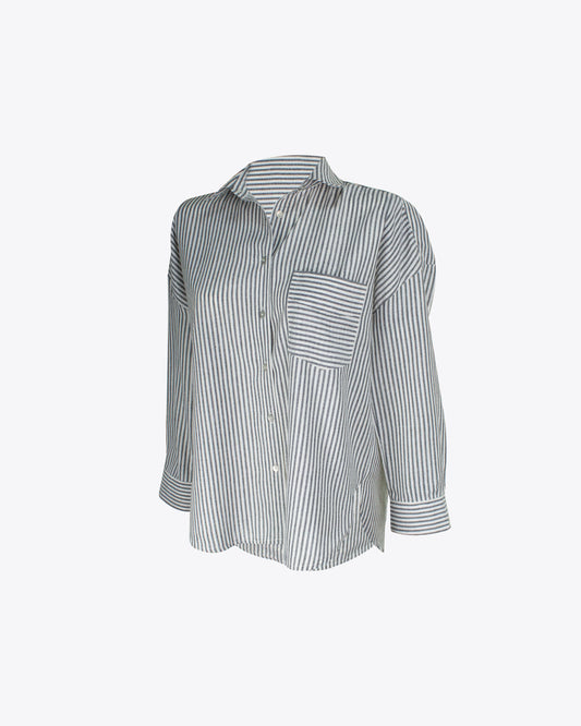 Camisa retro oversize rayas gray