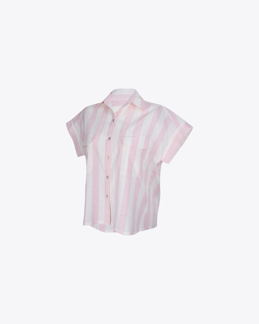 Camisa M/C retro rayas rosa