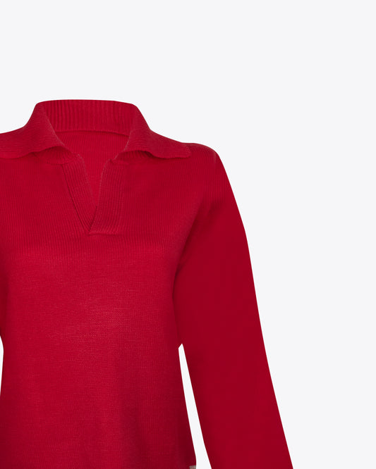 Sweater polo M/L red