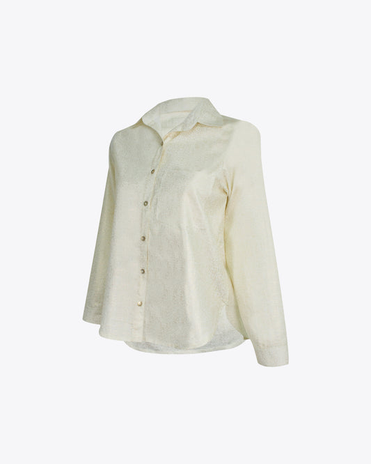 Camisa Slim Cream details gold