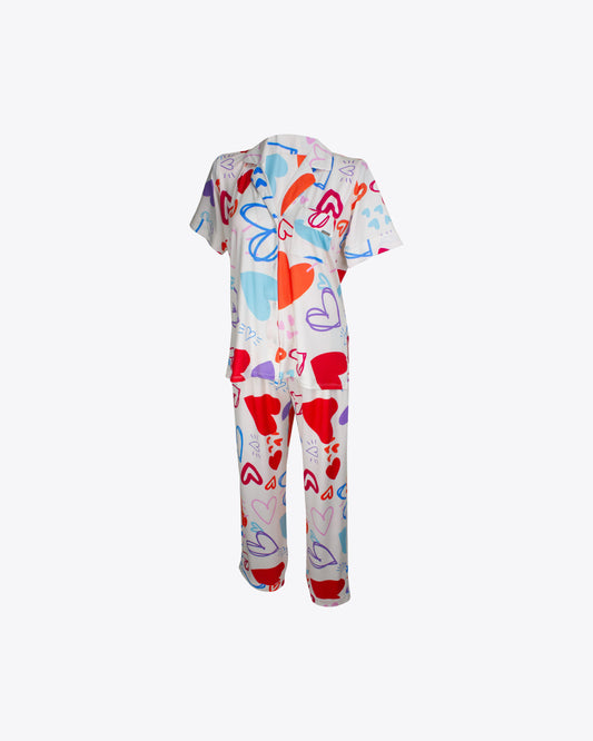 Pijama cuello chaquetero hearts Colors algodón