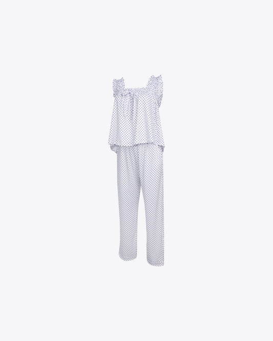 Pijama de vuelos polka white
