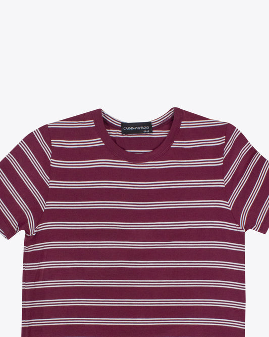 T-shirt burgundy rayas white