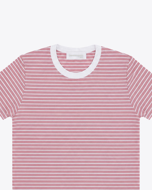 T-shirt rose rayas white