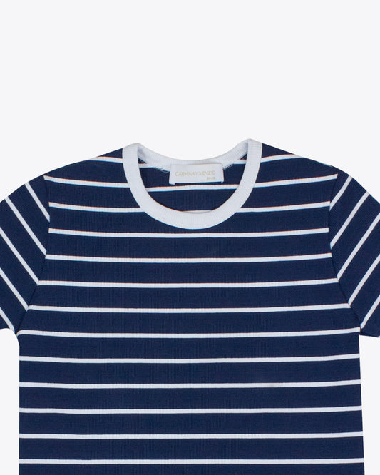 T-shirt acanalada blue rayas white