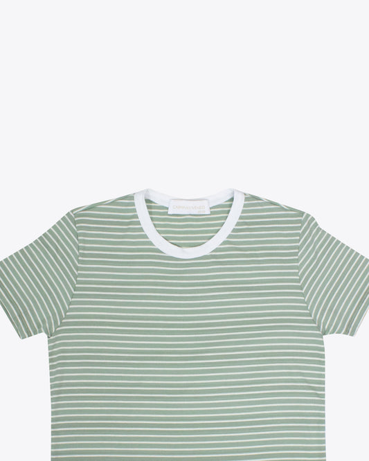 T-shirt green rayas white