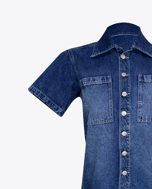 Camisa M/C Allie denim oscuro