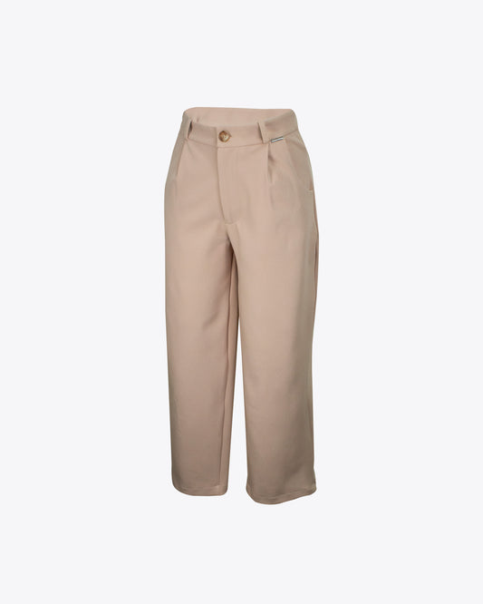 Pantalón casual recto nude